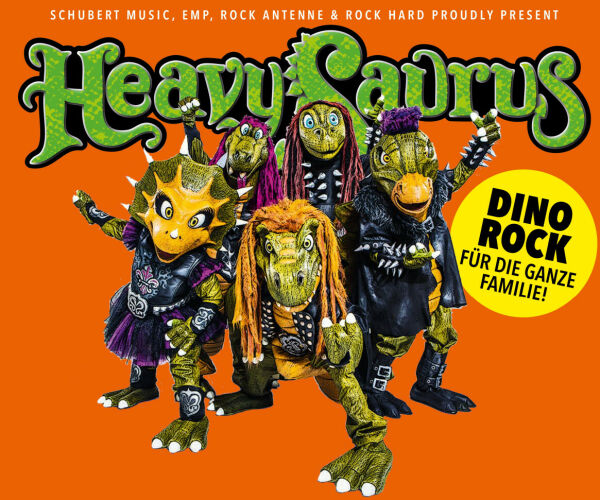 HEAVYSAURUS ist Dino Rock für die ganze Familie! Vier Dinosaurier und ein Drache, die Rockmusik ...